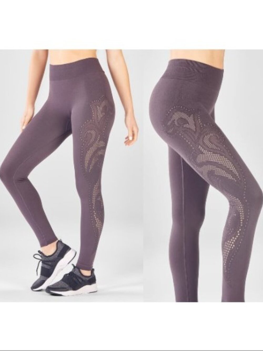 Fabletics Seamless High Rise Leggings - Muted Plum Purple - Sz L - 7/8 Lenght
